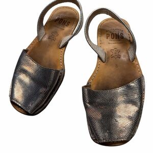 PONS Avarca Menorca Spain 510 Classic Style Silver metallic Sandals Women Size 8